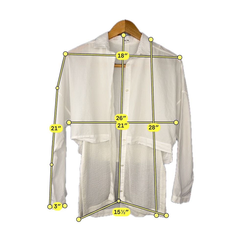 Helmut Lang Y2K Layered Button Down Shirt Womens TP White‎ Sheer Gauze Cotton - Picture 4 of 9